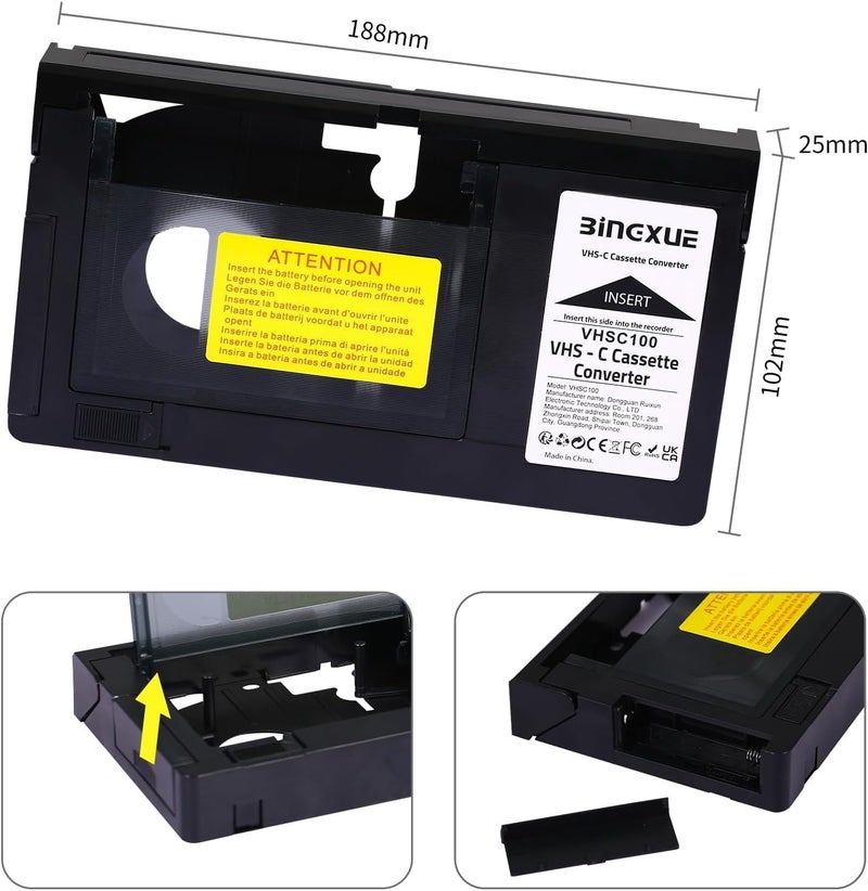 Bingxue محول شريط كاسيت VHS C الجديد، SVHS VHS-C إلى VHS، أشرطة VHSC لكاميرات الفيديو، مثالي لجهاز VCR، مشغل أشرطة الفيديو وتحويل VHS إلى رقمي - Image 5